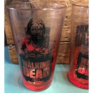 Walking Dead Glass Set 4 Pack Pint‎ 16 oz Zombies 2013 AMC New